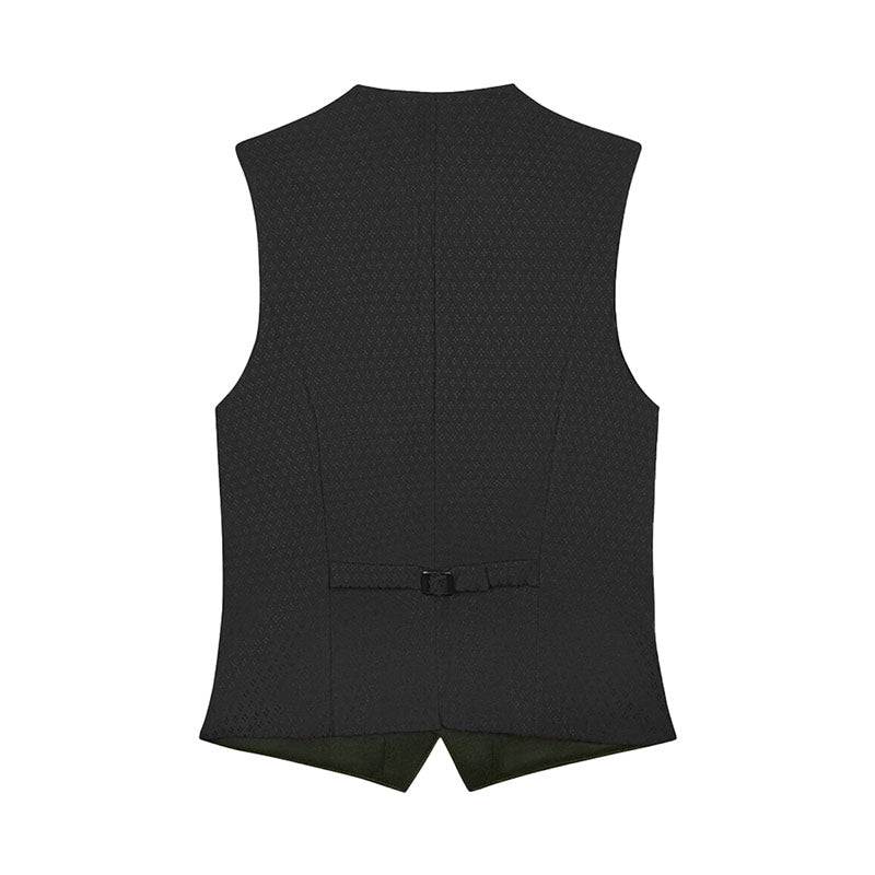 Black patterned vest on a white background