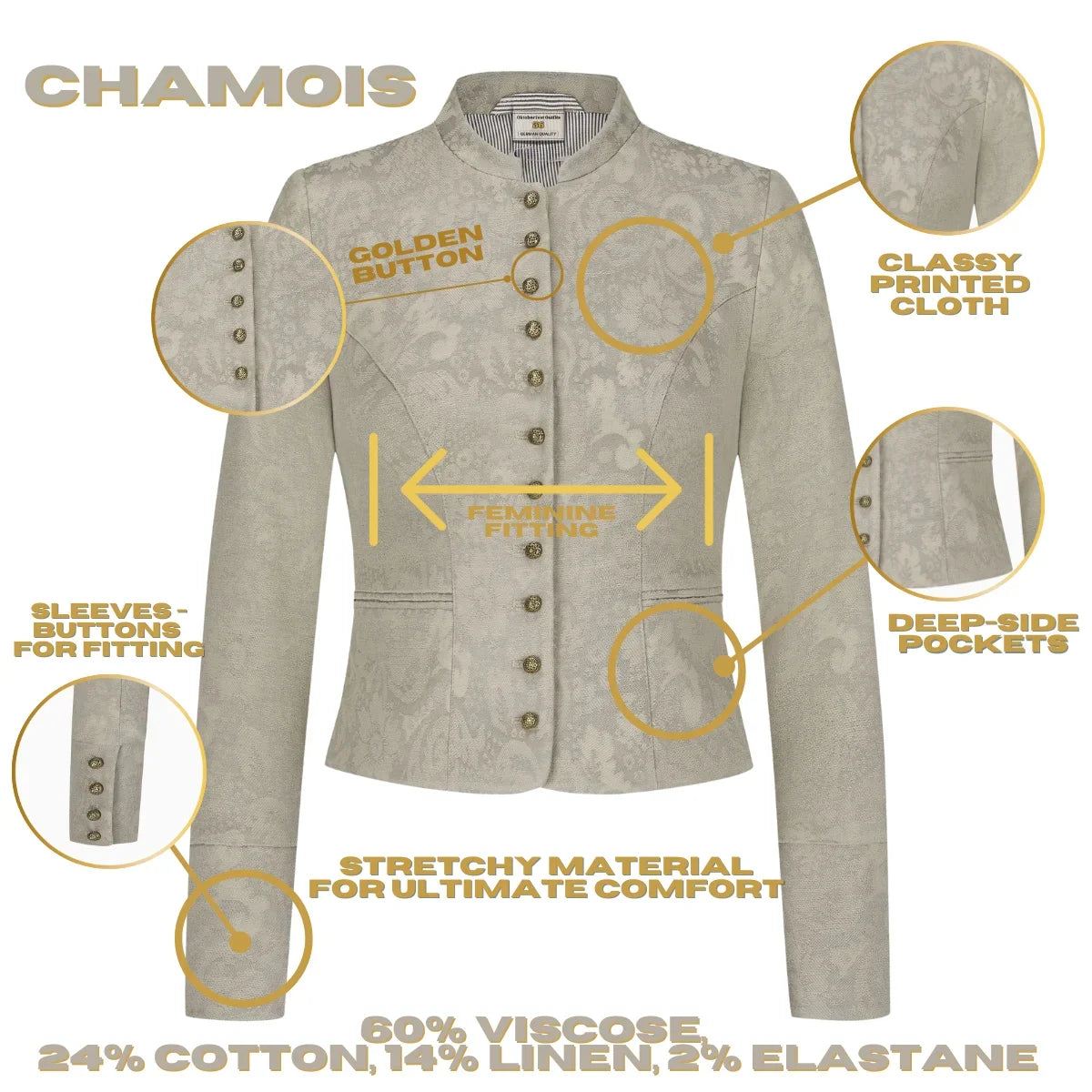 Bavarian Dirndl Jacket (Chamois)