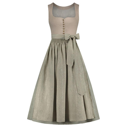 Beige dress with a belt on a white background
