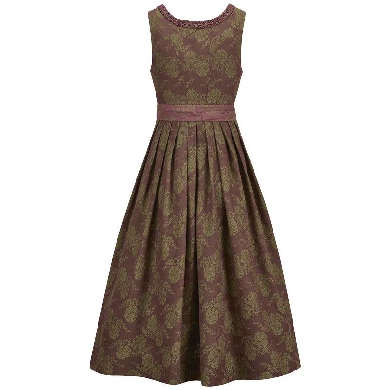Patterned dirndl dress on a white background