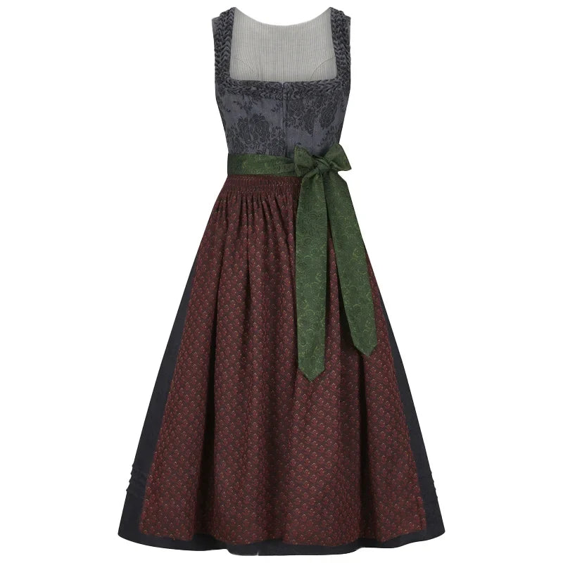 Two-tone dress with a green belt on a white background