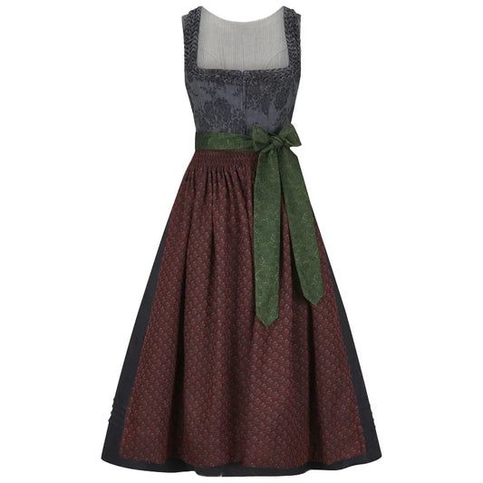 Two-tone dress with a green belt on a white background