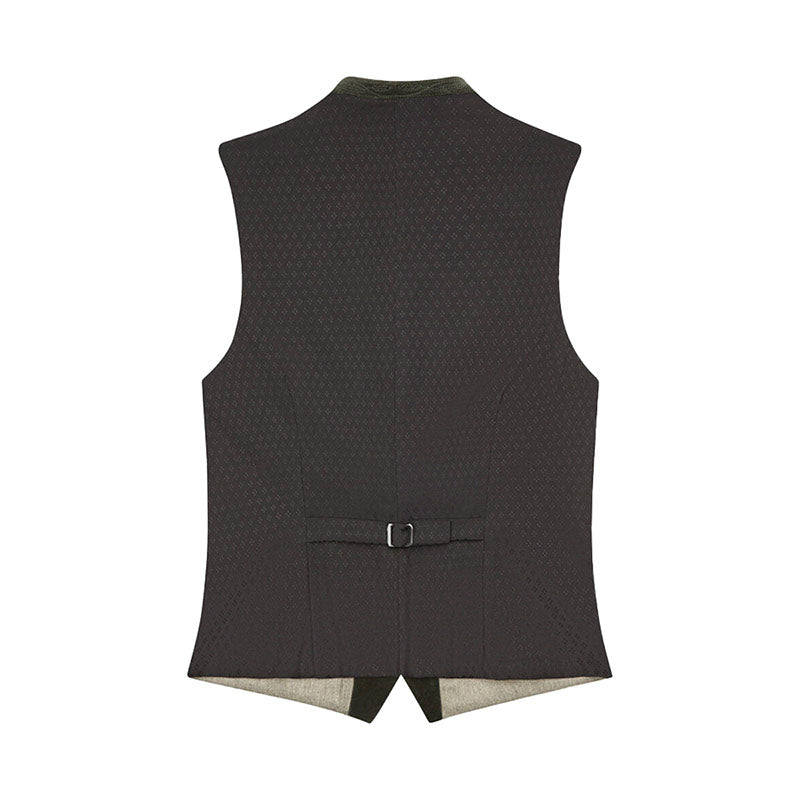 Black patterned vest on a white background