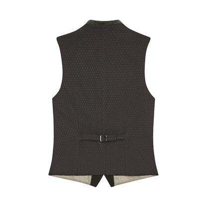 Black patterned vest on a white background
