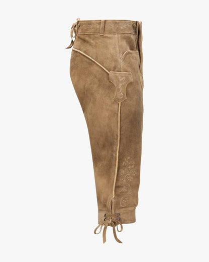 Brown pants with drawstrings on a white background