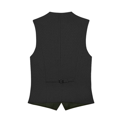Black patterned vest on a white background