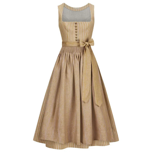Beige dress with a belt on a white background