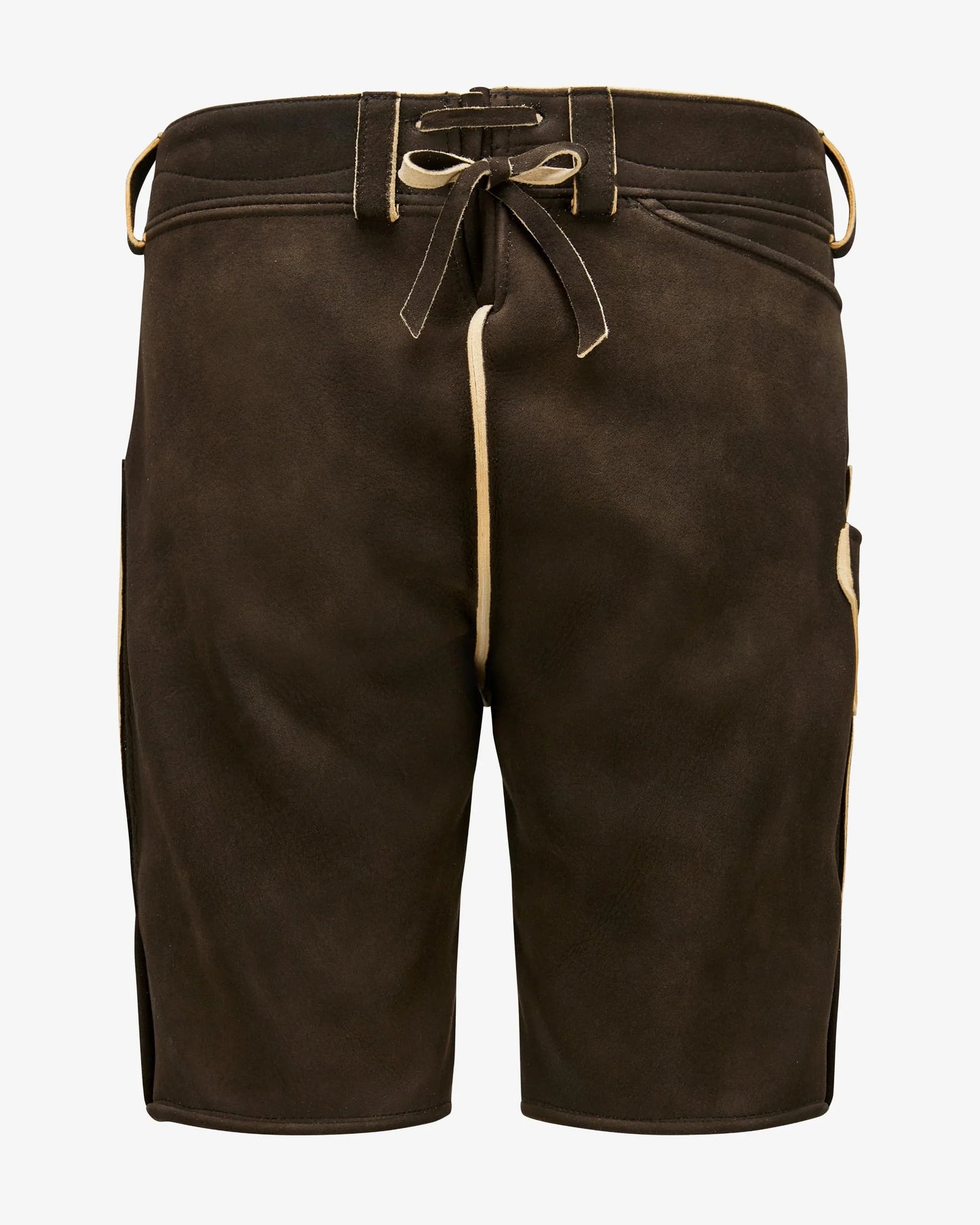 Brown shorts with a belt on a white background
