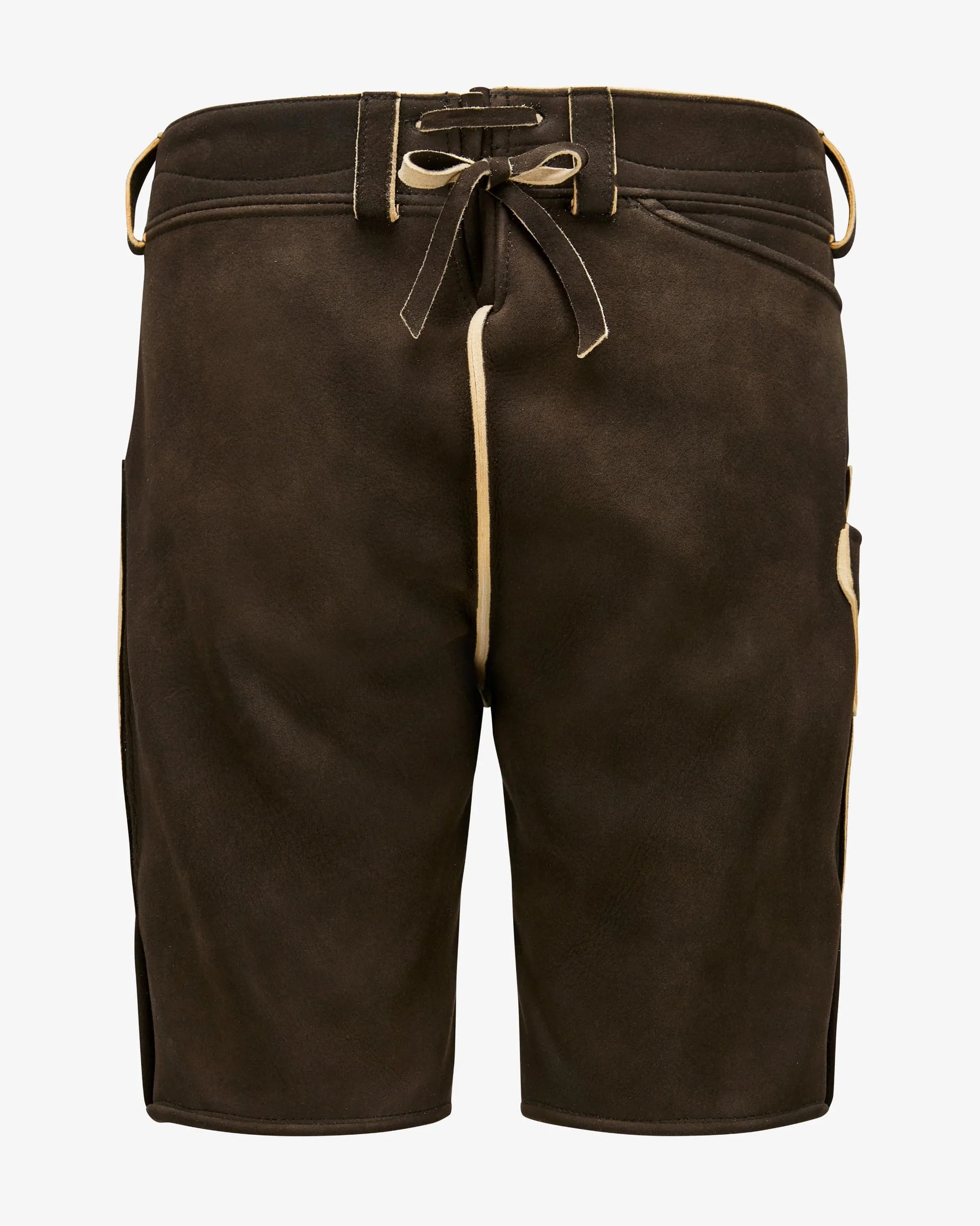Brown shorts with a belt on a white background