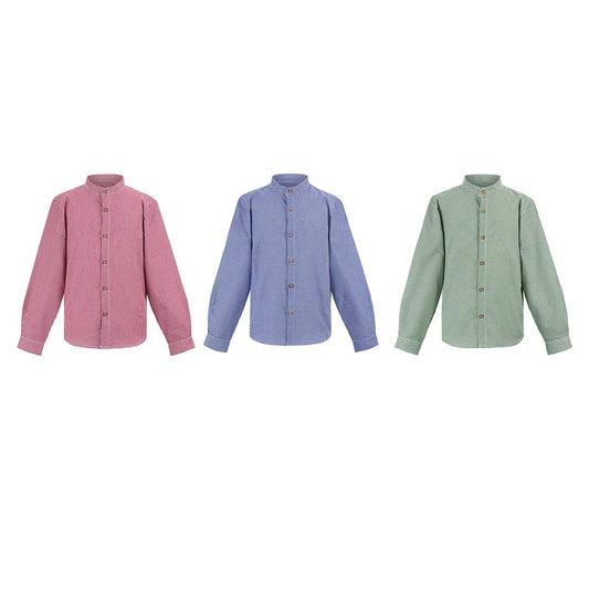 Kids Three shirts in pink, blue, and green on a white background