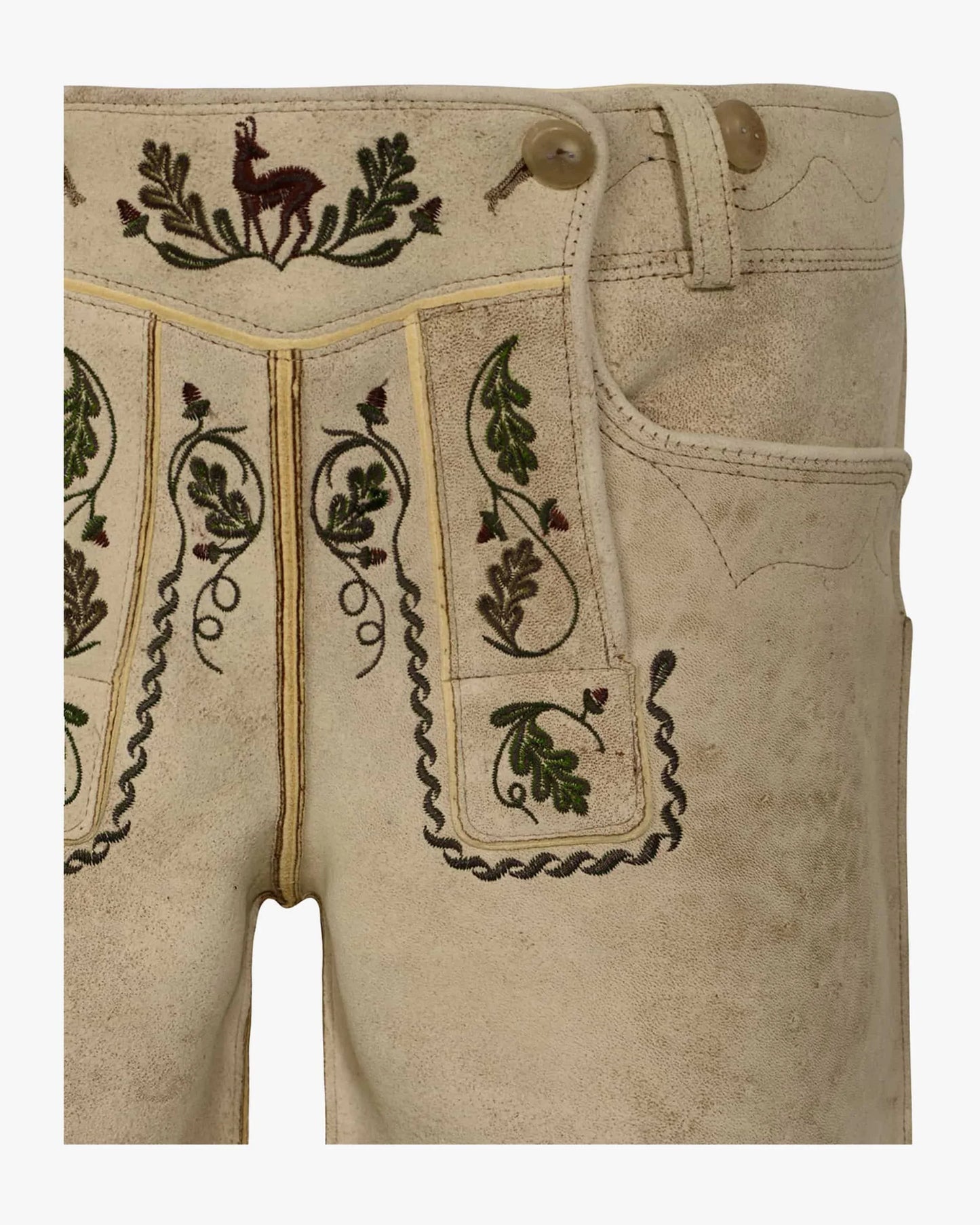 Beige pants with embroidery on a white background