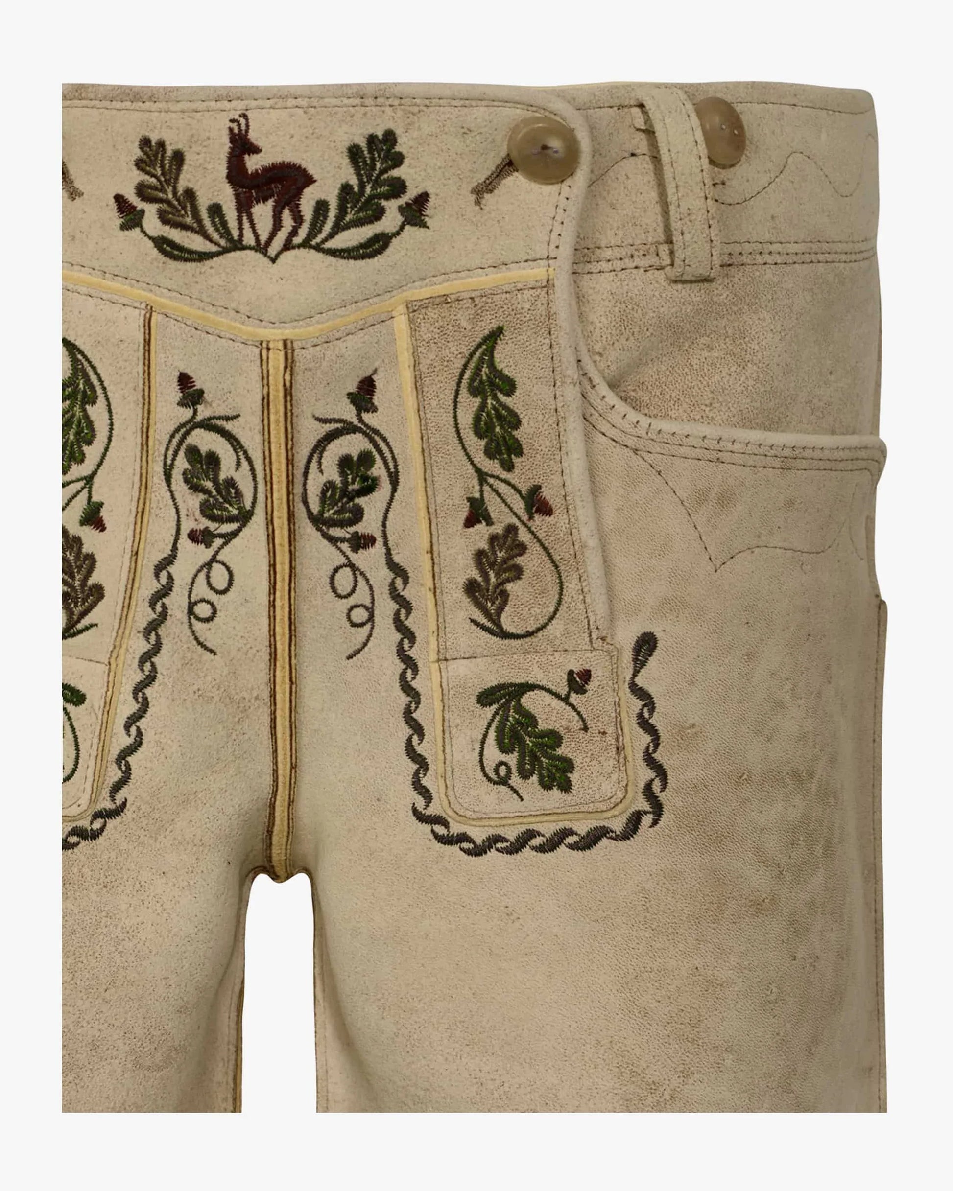 Beige pants with embroidery on a white background