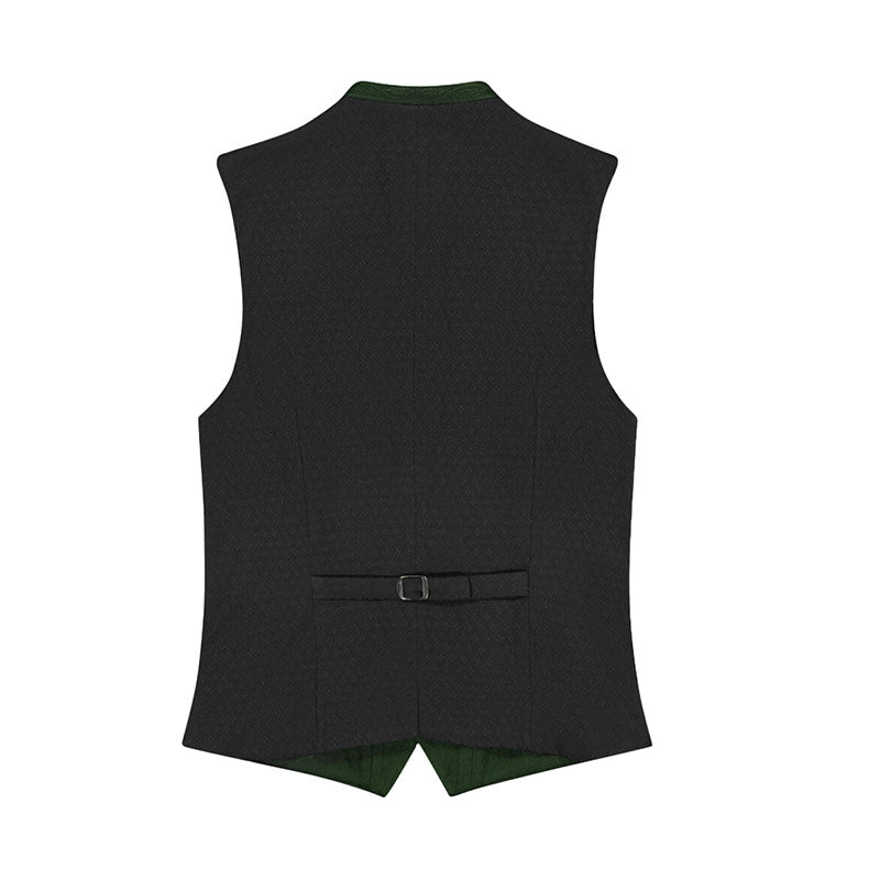 Black vest with a belt on back view on a white background