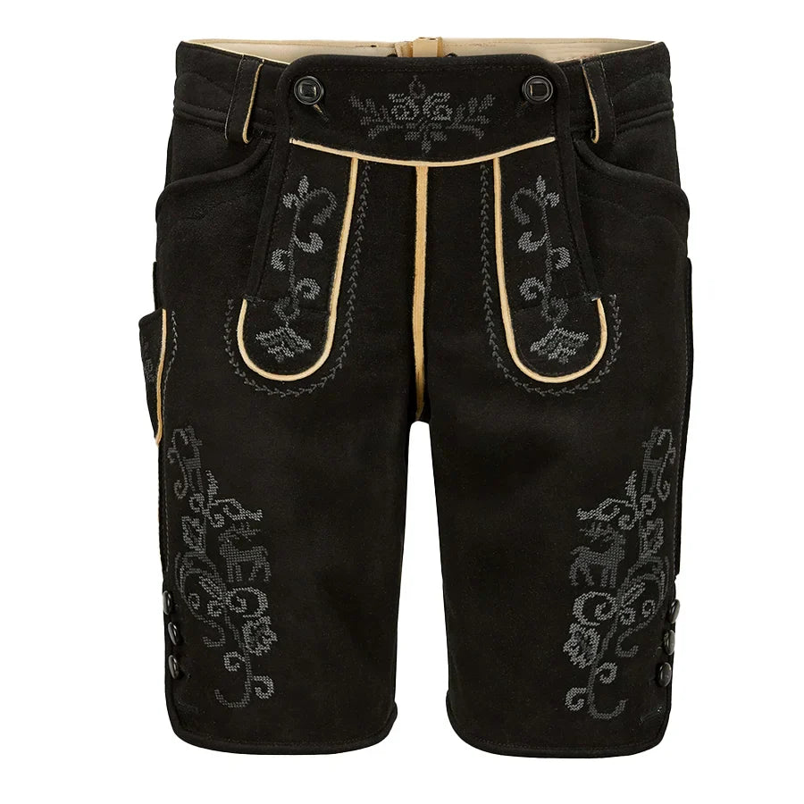 Black shorts with embroidery on a white background