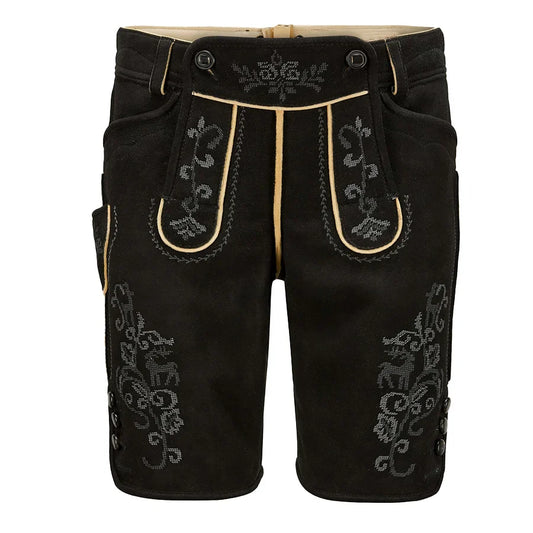Black shorts with embroidery on a white background