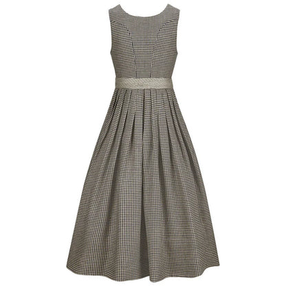 Checkered dress with a belt on a white background