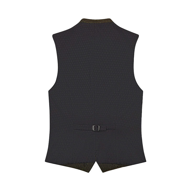 Black vest with a belt on a white background