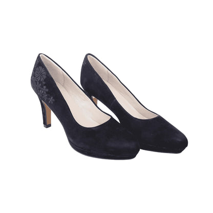 Premium Black Dirndl Shoes With Embroidery