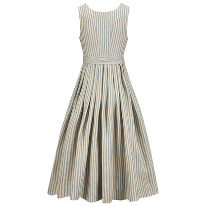 Striped dress with a belt on a white background