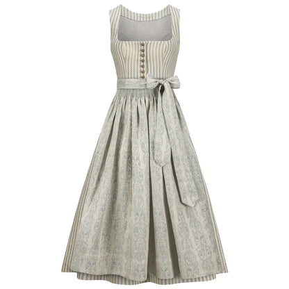 Striped dress with a belt on a white background
