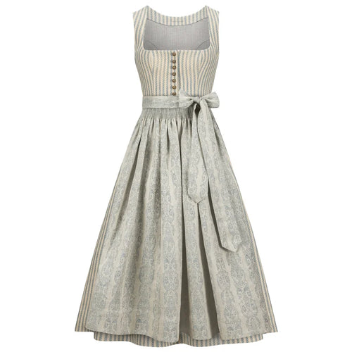 Striped dress with a belt on a white background