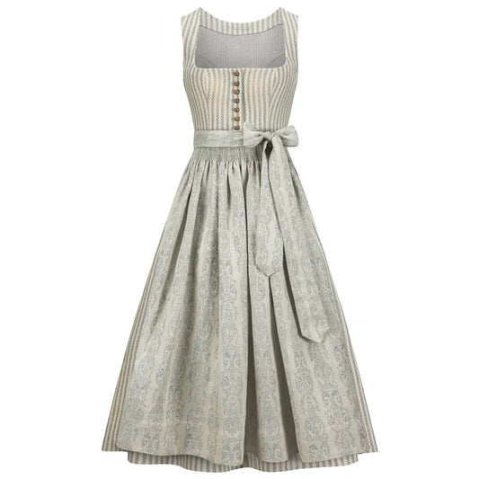 Striped dress with a belt on a white background