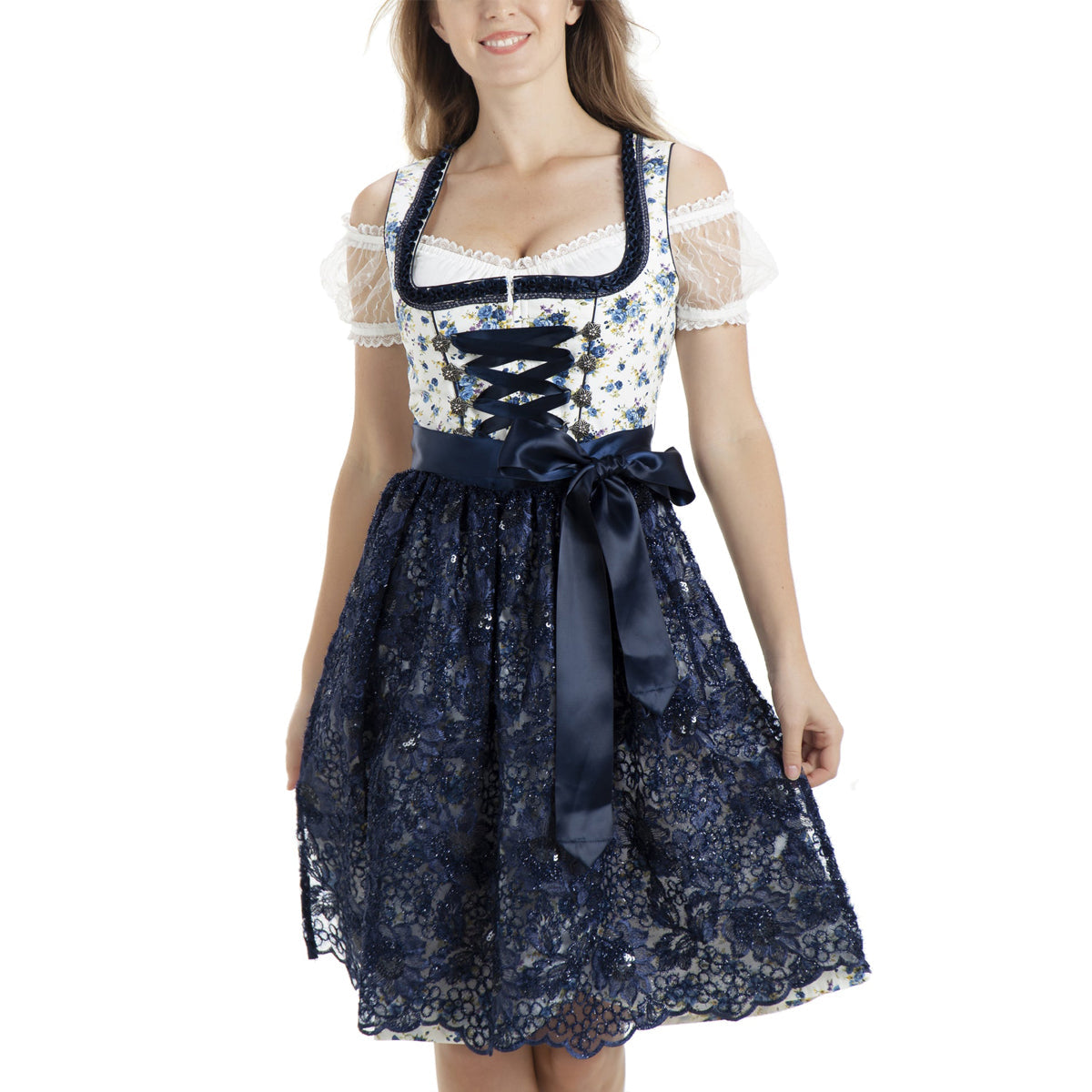 Female Dirndl Blue Midi