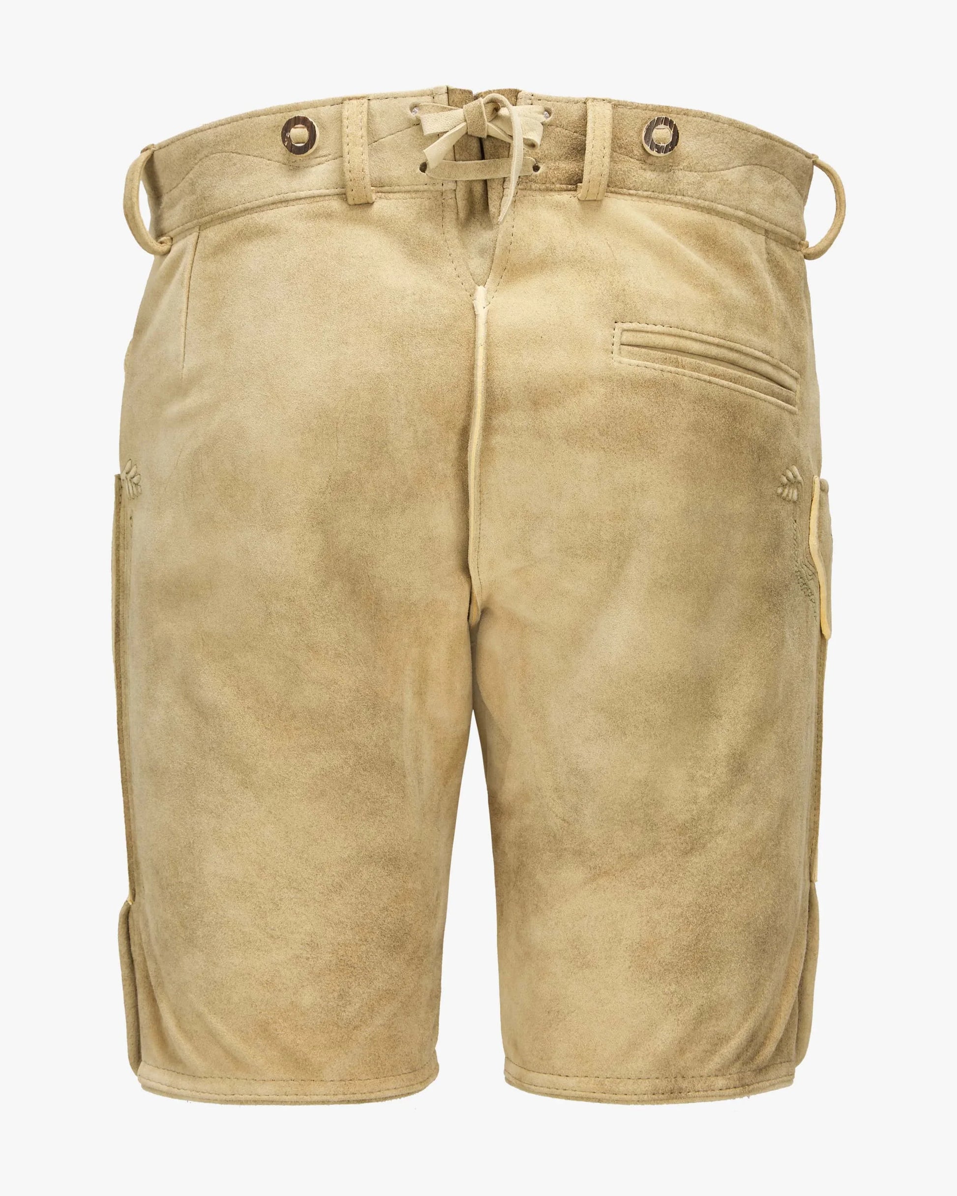 Beige shorts with a belt on a white background
