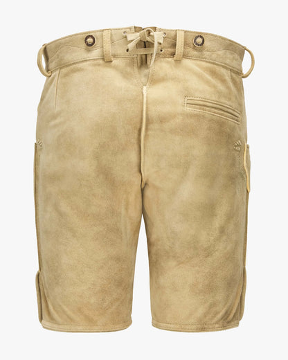 Beige shorts with a belt on a white background