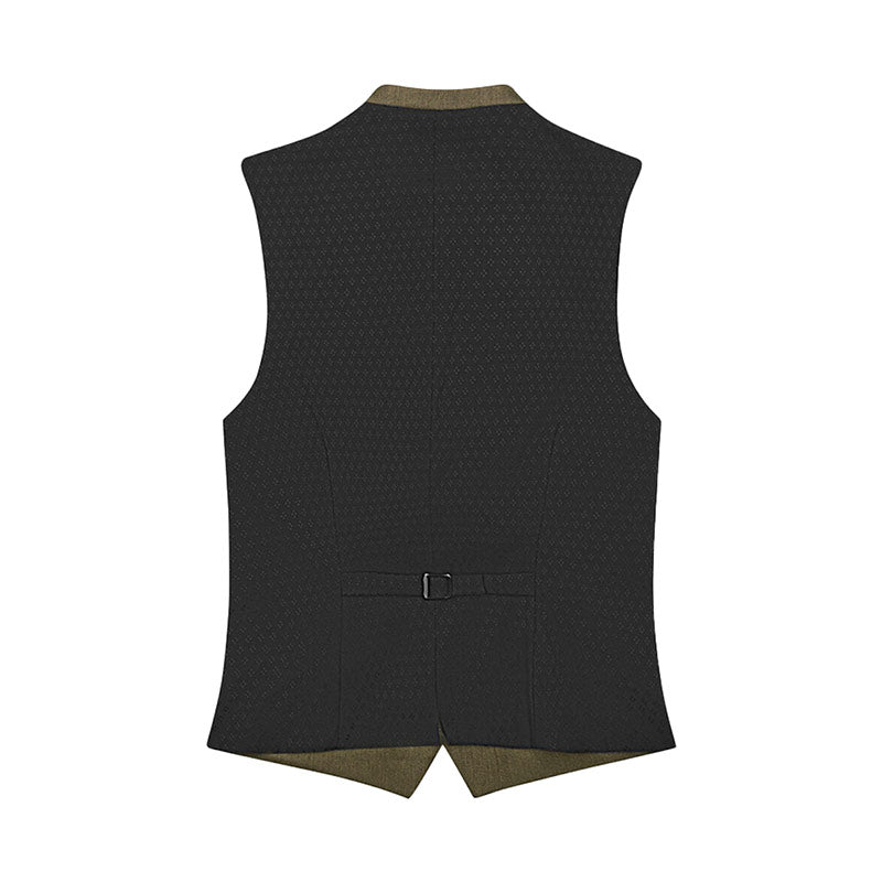 Black patterned vest on a white background