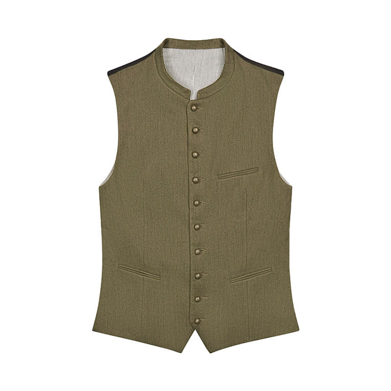 Green vest with buttons on a white background
