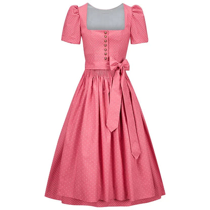 Pink dress with a bow tie on a white background