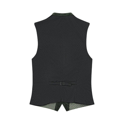 Black vest with a belt on back view on a white background