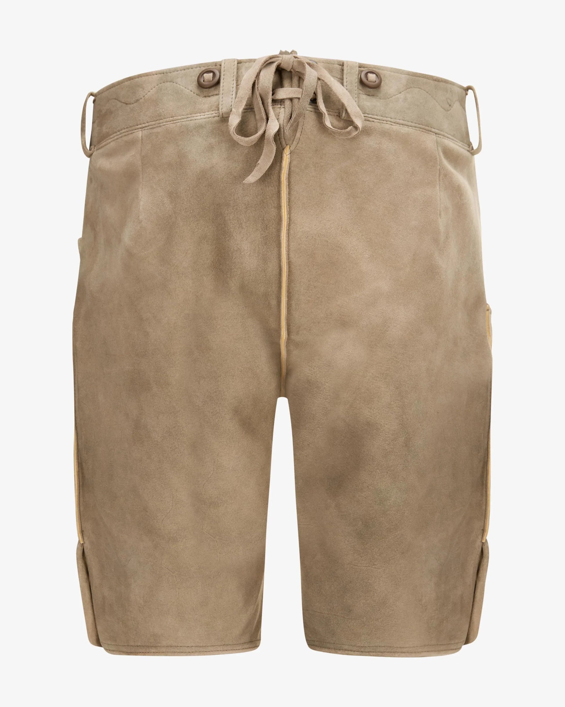 Beige shorts with drawstring on a white background