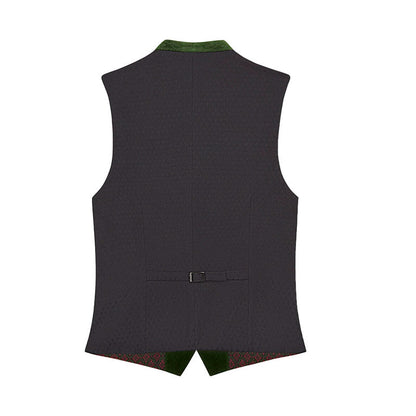 Black vest with green trim on a white background