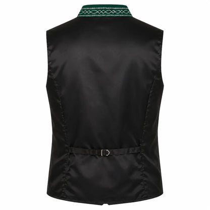Men's Traditional Brown Trachten Vest with Green Trim