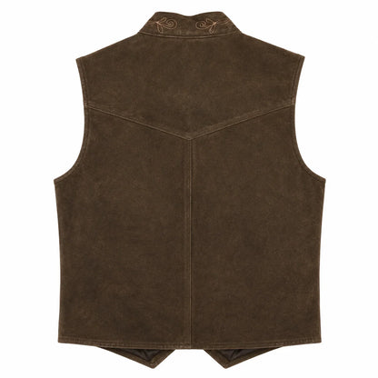 Men's Brown Suede Leather Trachten Vest