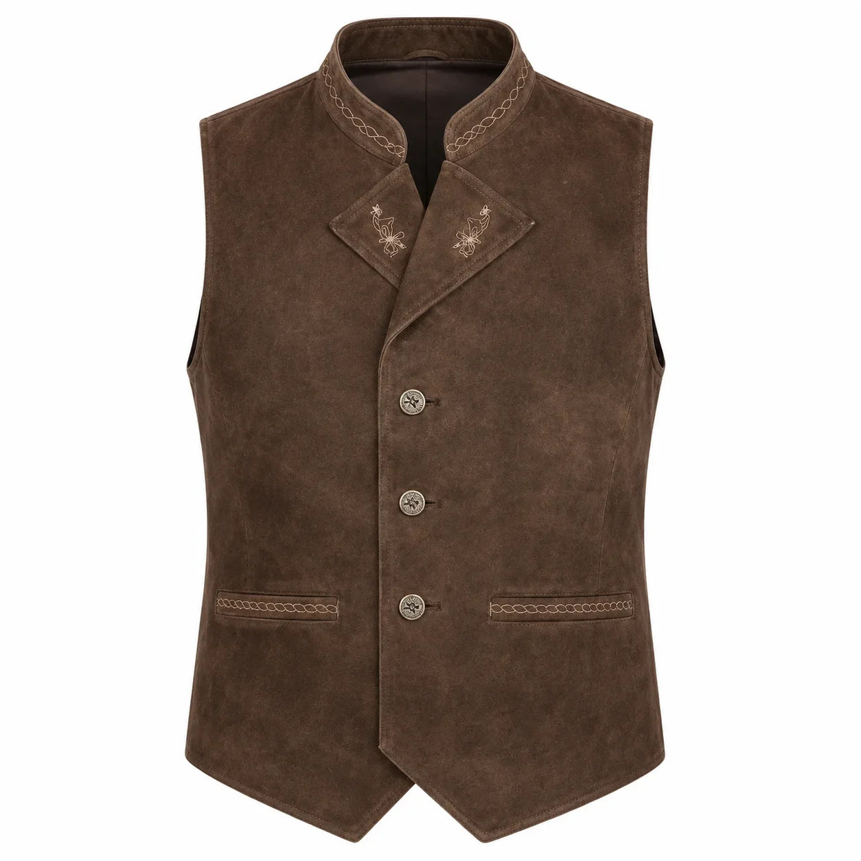 Men's Brown Suede Leather Trachten Vest