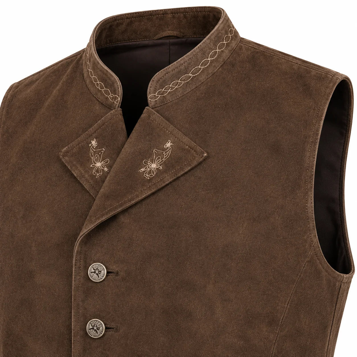 Men's Brown Suede Leather Trachten Vest