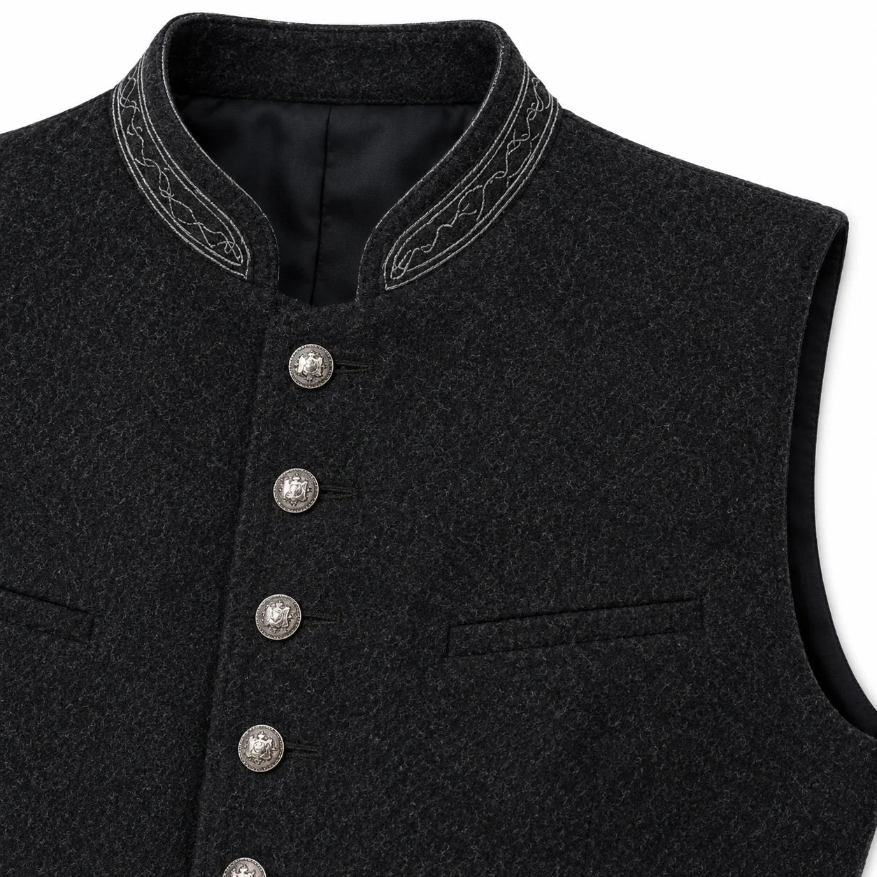 Men's Charcoal Gray Traditional Trachten Vest
