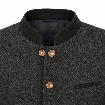 Close-up of a dark blue turtleneck sweater on a white background