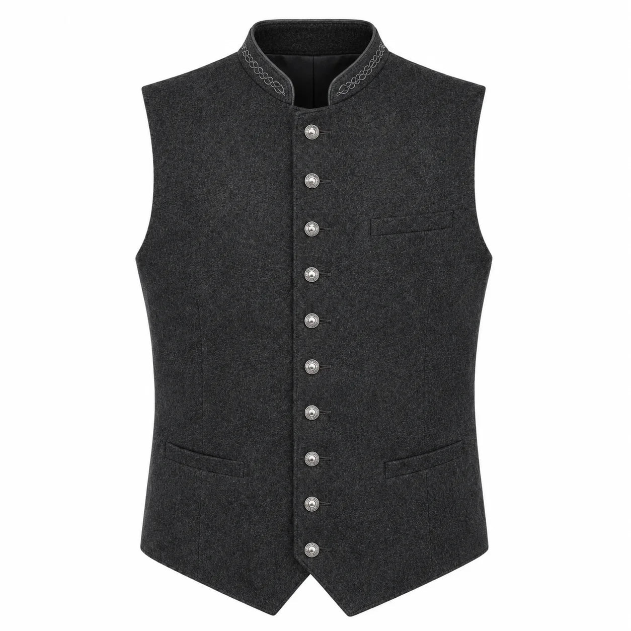 Men's Dark Gray Traditional Trachten Vest