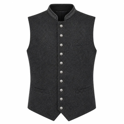 Men's Dark Gray Traditional Trachten Vest