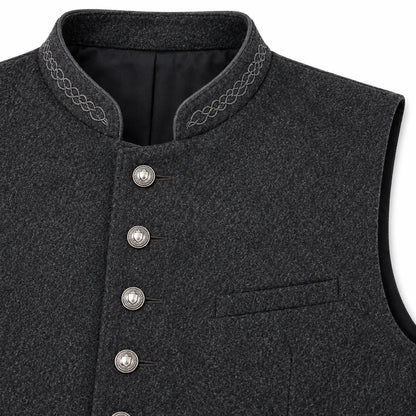Men's Dark Gray Traditional Trachten Vest