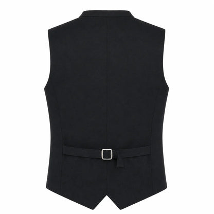 Men's Navy Blue Suede Trachten Vest with Charcoal Collar