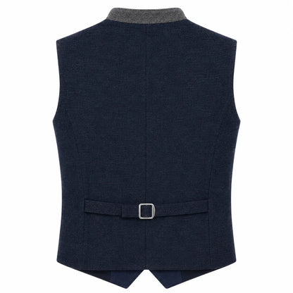 Men's Navy Blue Trachten Vest with Gray Trim