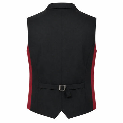 Men's Traditional Red Trachten Vest with Black Trim