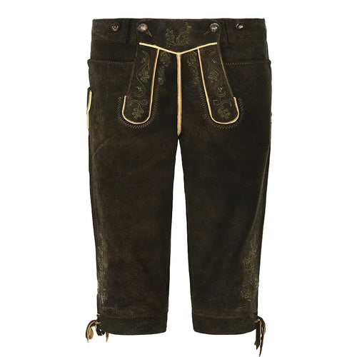 Brown traditional pants with embroidery on a white background