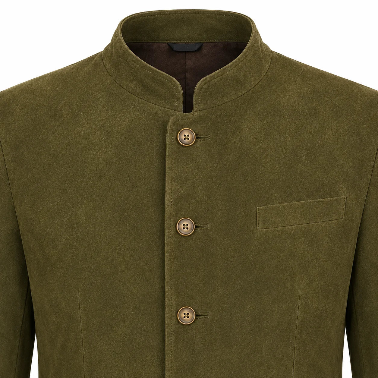 Olive Suede Leather Mens Bavarian Jacket