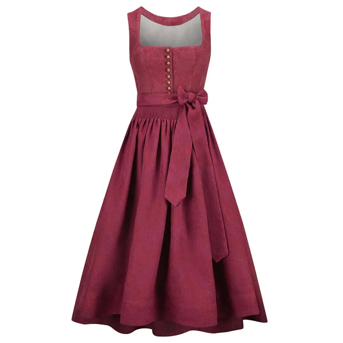 Red dress with a belt on a white background